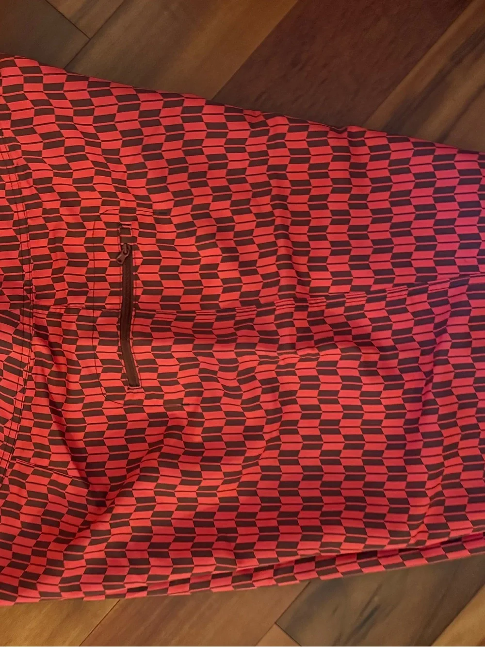 Patagonia Red and Black Geometric Swim Board Shorts
